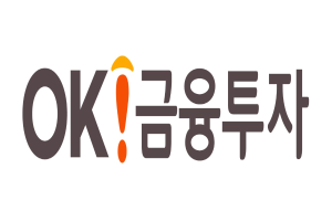 Weißer Hintergrund mit einem schwarzen und orangen Logo, das das koreanische Wort "OK" enthält