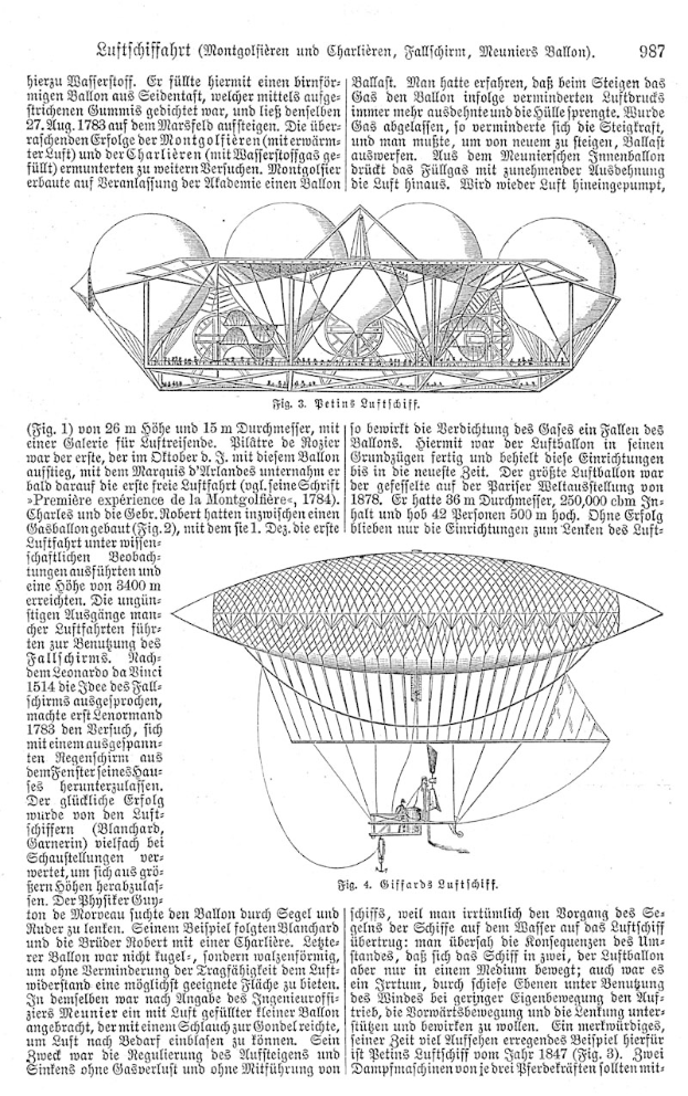 Ein Buchumschlag mit einer 19. Jahrhundert-Luftschiff-Illustration neben beschreibendem Text