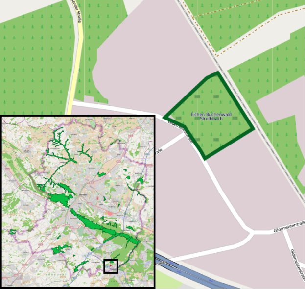 Eine Karte von Stuttgart, Deutschland, in zwei Teilen mit Text oben und unten, die eine geplante Standortlage hervorhebt.