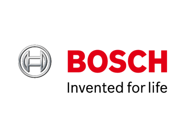 Das Bosch-Logo auf einem weißen Hintergrund mit dem Text "Erfunden fürs Leben" darunter.