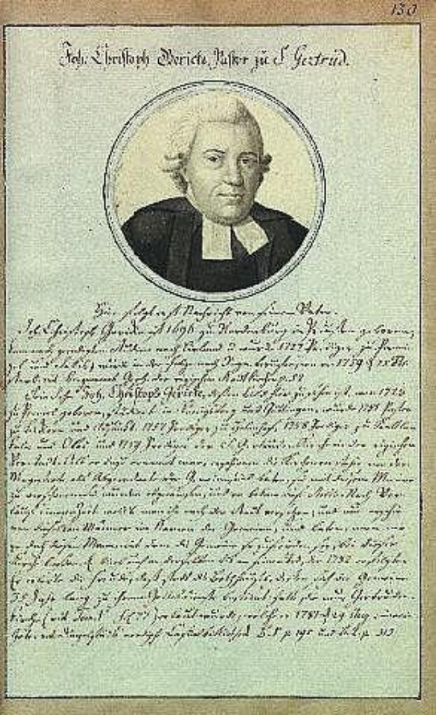 Schwarz-weiß-Porträt von Johann Wolfgang von Goethe in einer schwarzen Robe, identifiziert als erster deutscher Kanzler, auf einem alten Dokument aus dem Jahr 1789 mit sichtbarem Text.