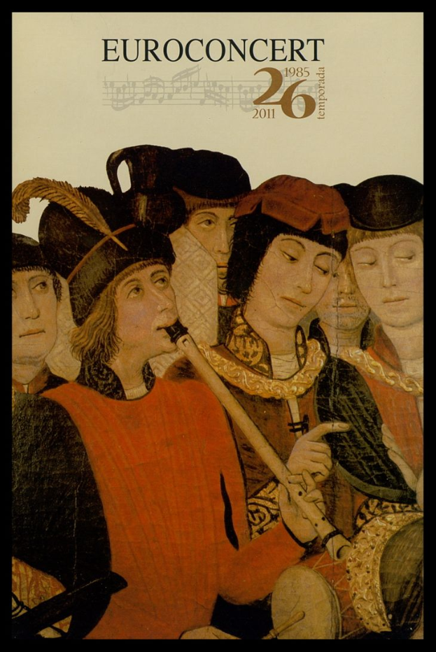 Ein Plakat für das European Concert 26, das eine Gruppe von Menschen bei der Musikdarbietung zeigt, mit Texten, die wahrscheinlich Informationen über das Ereignis enthalten.