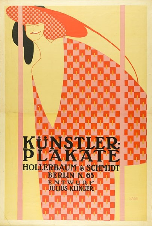 Plakat für Kunstler Plakate in Berlin, Deutschland, das eine Frau mit einem menschlichen Gesicht und Text zeigt, der eventuelle Informationen enthält.