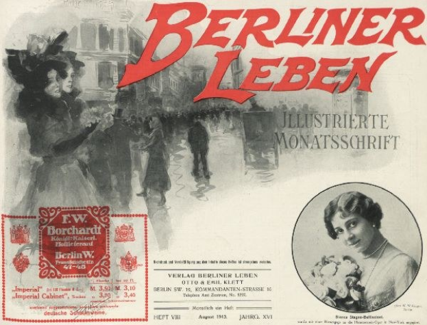 Werbeplakat für den Berliner Leben Film, das eine Gruppe von Menschen vor einem Geb├Ąude zeigt, mit Text, der den Film und seine Charaktere beschreibt.