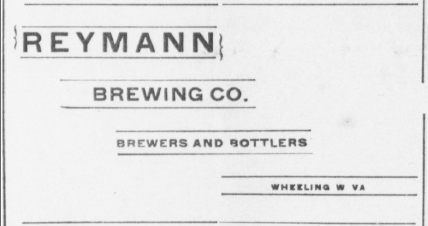 Schwarzes und weißes Foto eines Papiers mit dem Text "Reymann Brewing Co. Brauer und Abfüller" darauf.