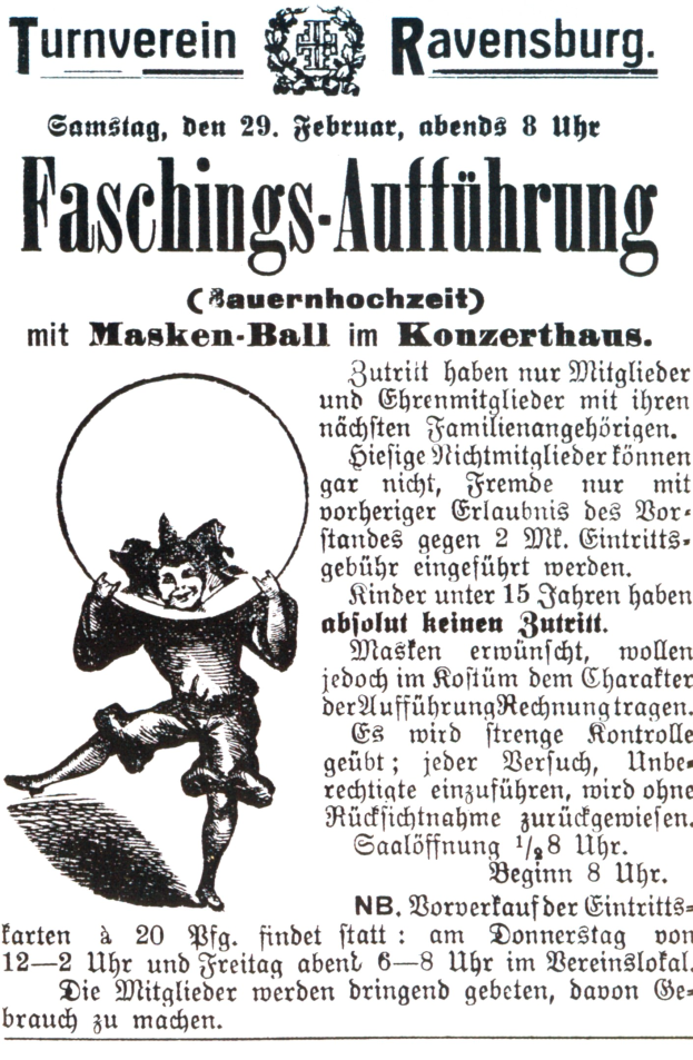 Alte Werbeplakat für eine Halloween-Party mit einem Mann in einem schwarzen und weißen gestreiftem Hemd, schwarzem Hut und schwarzem Cape mit einem verschmitzten Gesichtsausdruck und gefalteten Händen.