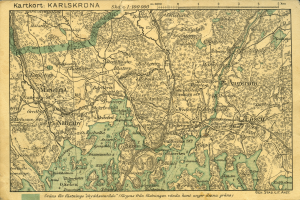 Ausführliche alte Karte von Karlsruhe, Deutschland, mit sichtbaren Straßen, Gebäuden und Sehenswürdigkeiten, begleitet von Text oben und unten auf dem Papier.