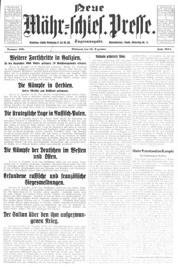 Titelseite einer deutschen Zeitung vom 18. September 1914 mit einem Schwarz-Weiß-Porträt eines Mannes in Anzug und Krawatte und der Überschrift "Deutsches Reichstag, Bd. 1, Nr. 1".